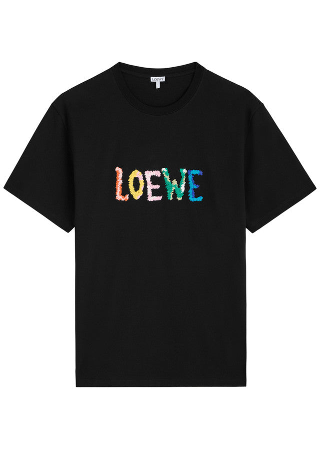 Loewe Embroidered Multicolor Logo T-Shirt – Black