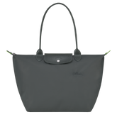 Le Pliage Green L Tote bag Graphite - Recycled canvas