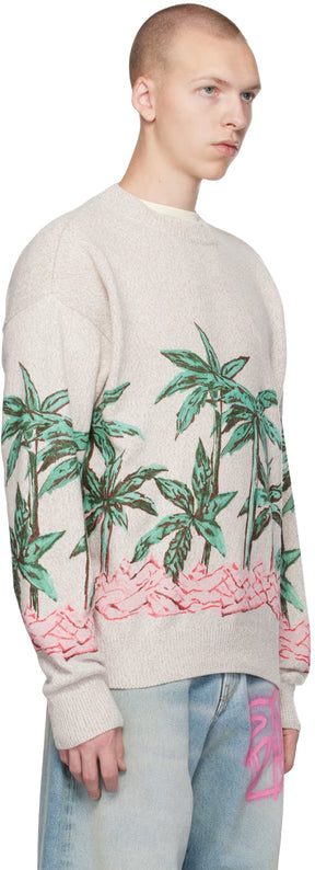 Beige Palms Row Sweater