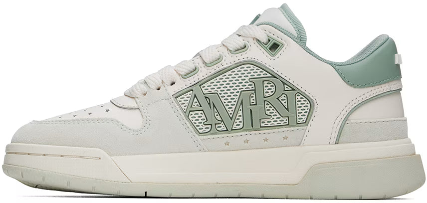 AMIRI White & Green Classic Low Sneakers