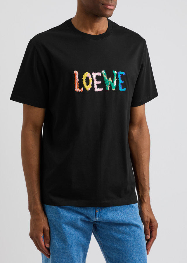 Loewe Embroidered Multicolor Logo T-Shirt – Black
