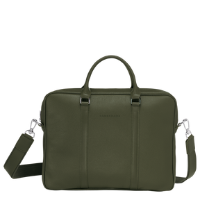 Le Foulonné XS Briefcase Khaki - Leather