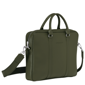 Le Foulonné XS Briefcase Khaki - Leather