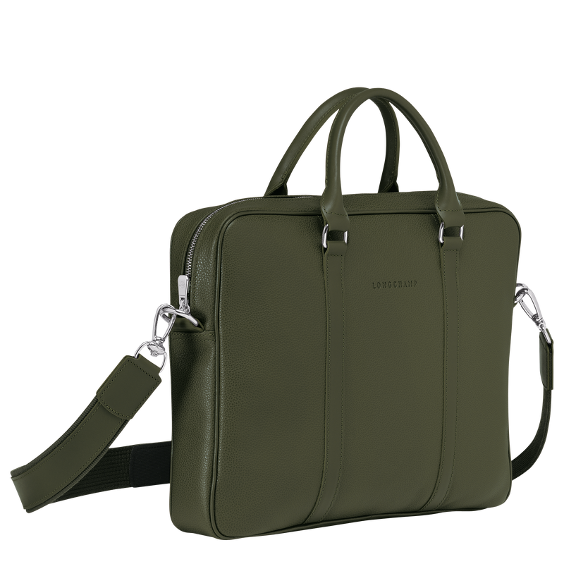 Le Foulonné XS Briefcase Khaki - Leather