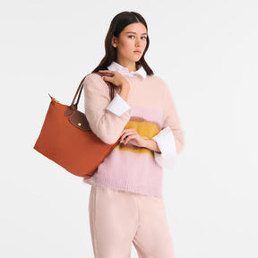 Le Pliage Original M Tote bag Brick - Recycled canvas