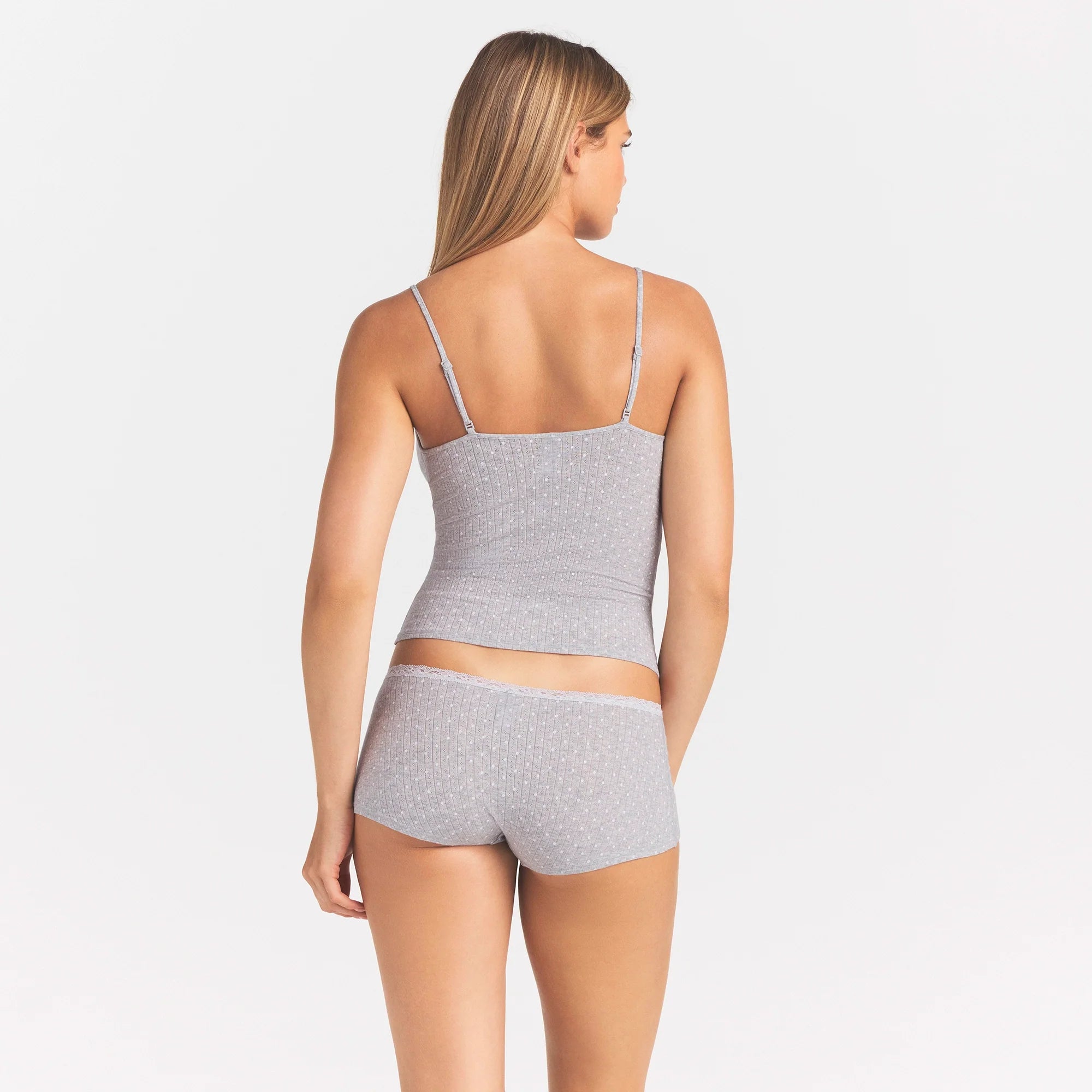 Lightweight Cotton Pointelle Lace Cami and Boy Short Set