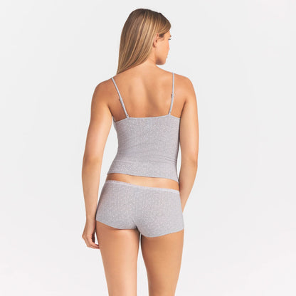Lightweight Cotton Pointelle Lace Cami and Boy Short Set