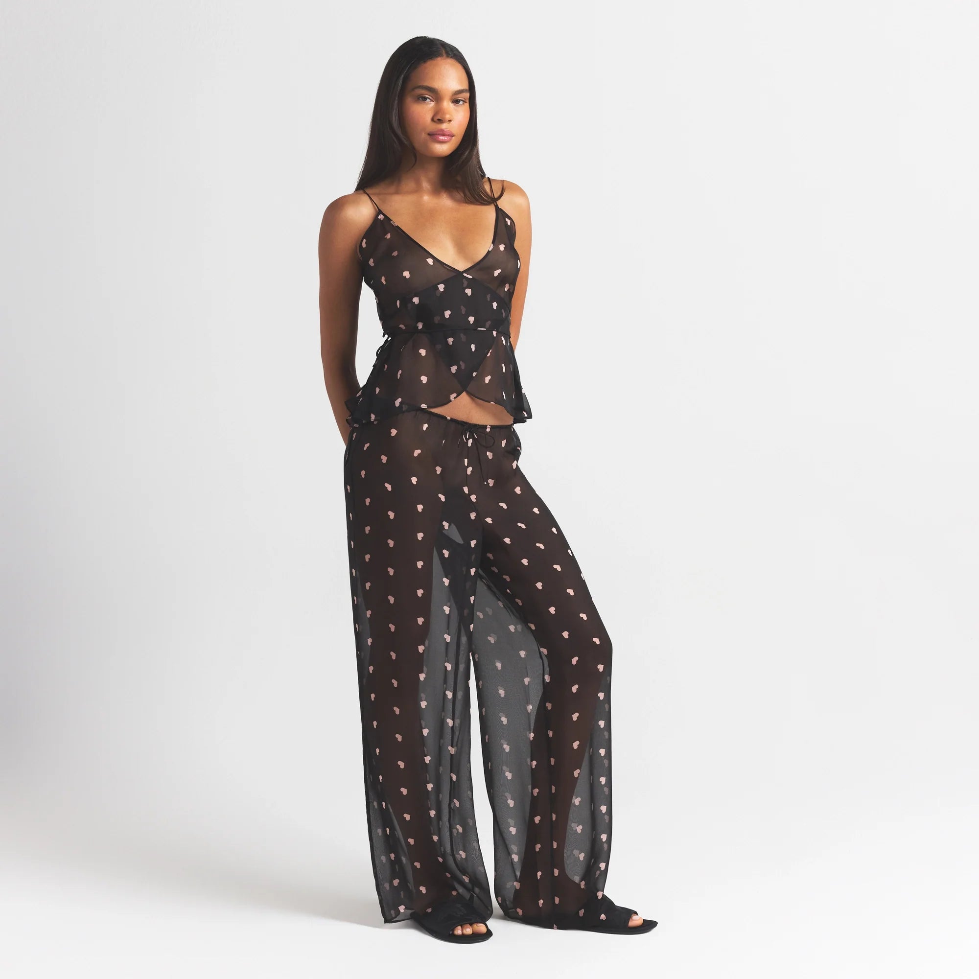 SKIMS ROMANCE WRAP CAMI TOP | OBSIDIAN SPACED HEARTS