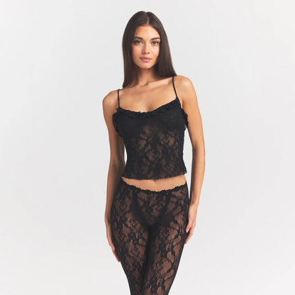 Stretch Lace Ruffle Cami