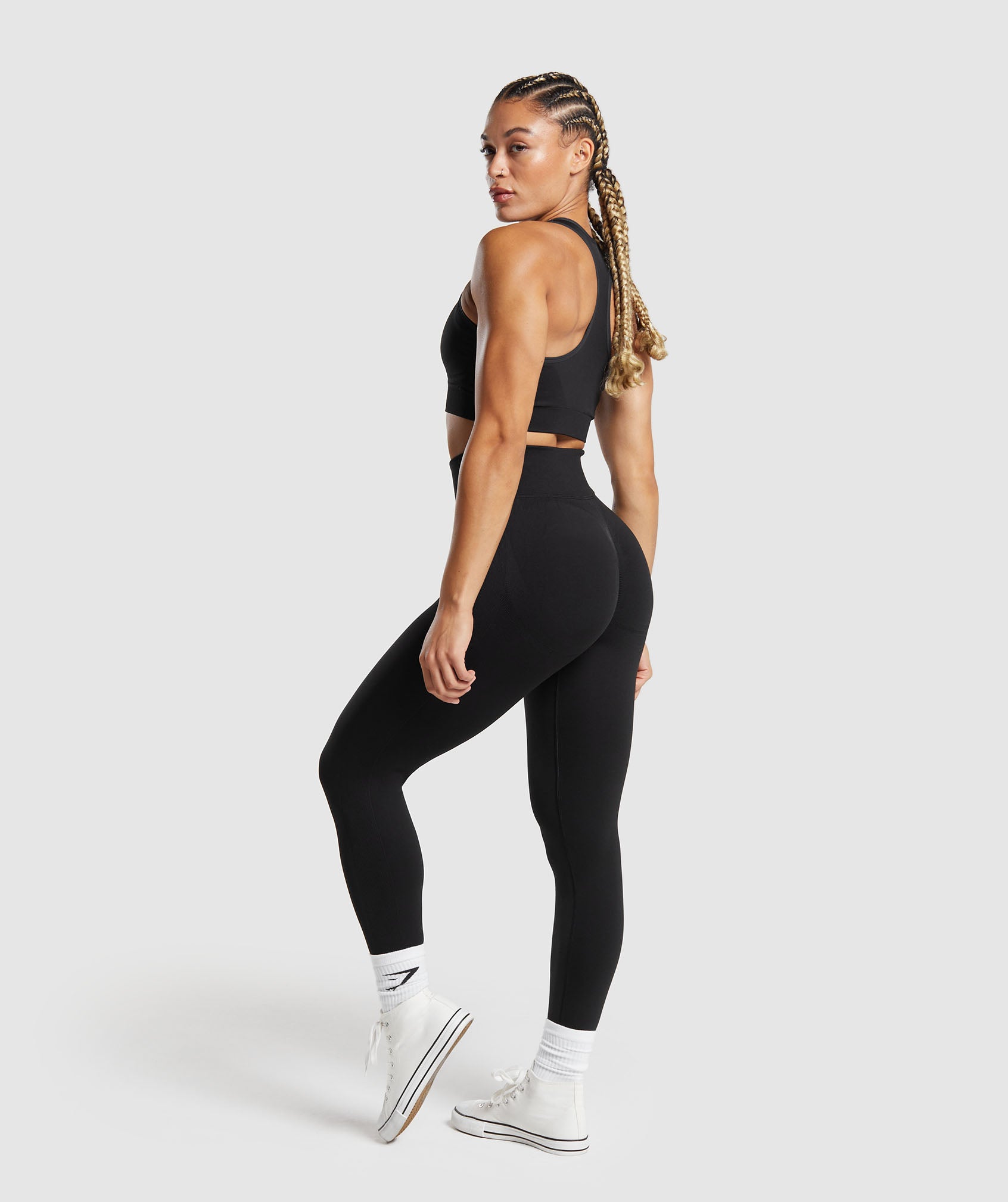 Gymshark Lift Seamless Leggings - Black/Black Marl