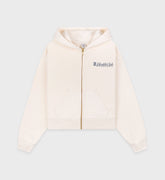 Lion Health Cropped Zip Hoodie - Cream
