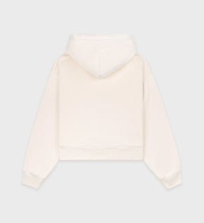 Lion Health Cropped Zip Hoodie - Cream