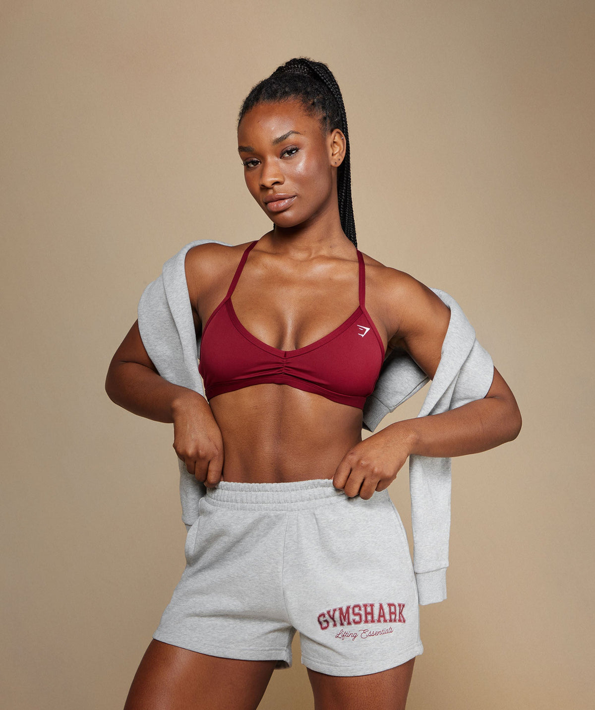 Gymshark Lifting Essentials Graphic Brushed 4' Shorts - Light Grey Core Marl