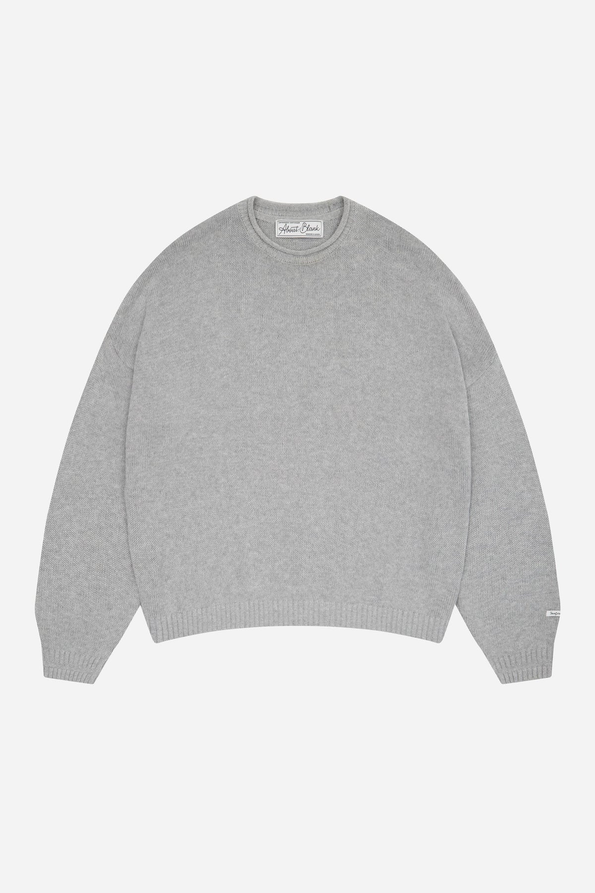 Loose knit rolled crewneck