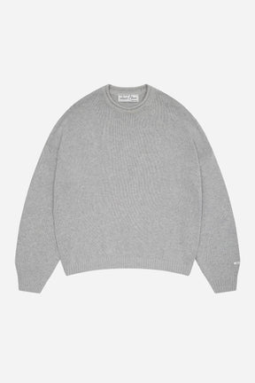 Loose knit rolled crewneck