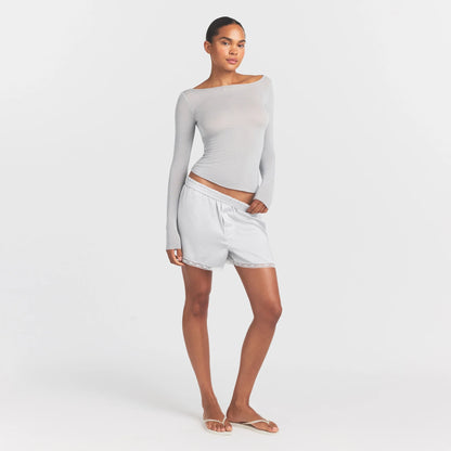 Sheer Modal Long Sleeve Boatneck Top