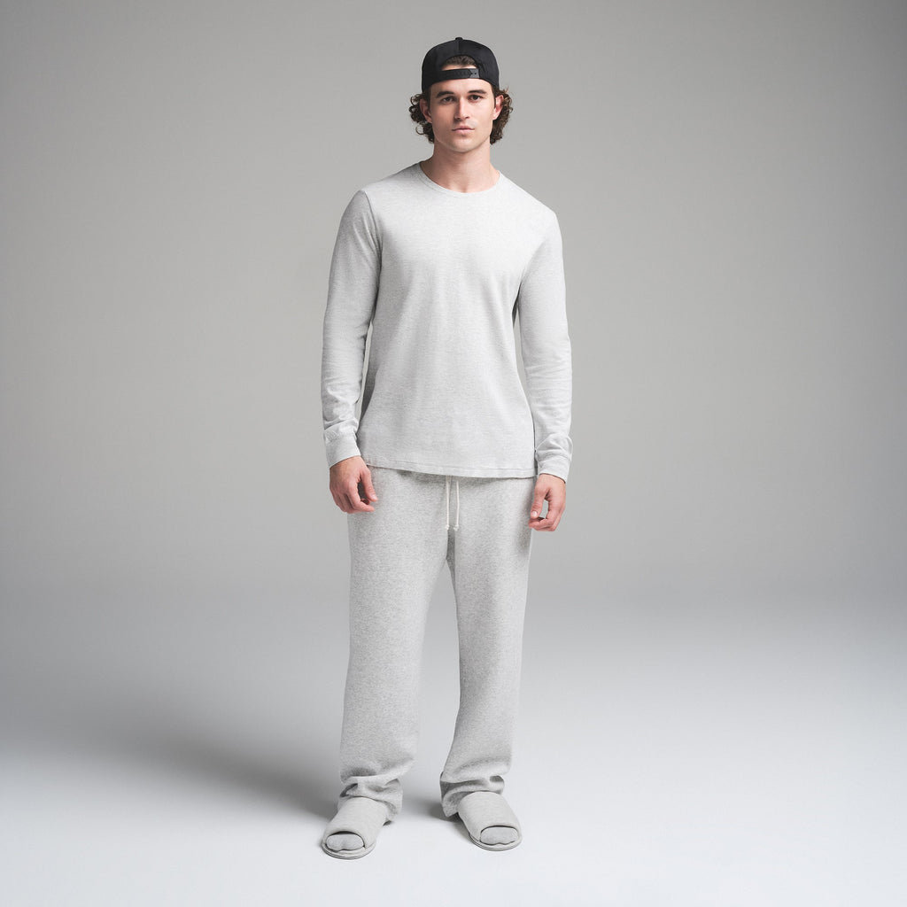 SKIMS COTTON MENS CLASSIC LONG SLEEVE T-SHIRT | LIGHT HEATHER GREY
