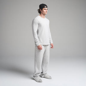 SKIMS COTTON MENS CLASSIC LONG SLEEVE T-SHIRT | LIGHT HEATHER GREY