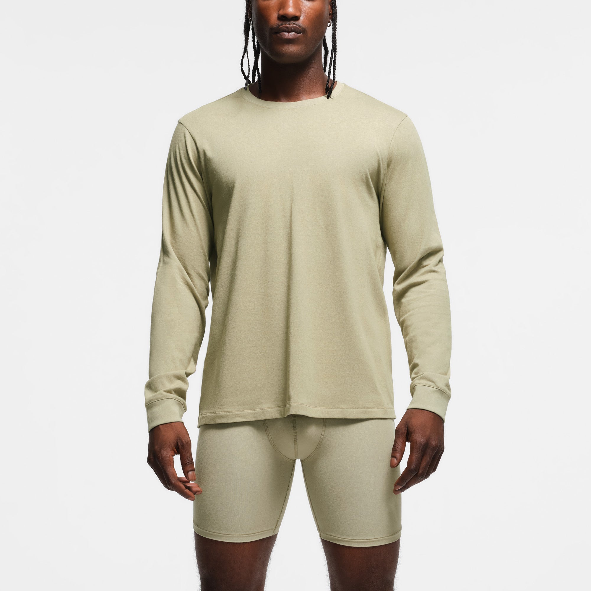 SKIMS COTTON MENS CLASSIC LONG SLEEVE T-SHIRT | PHOSPHORUS