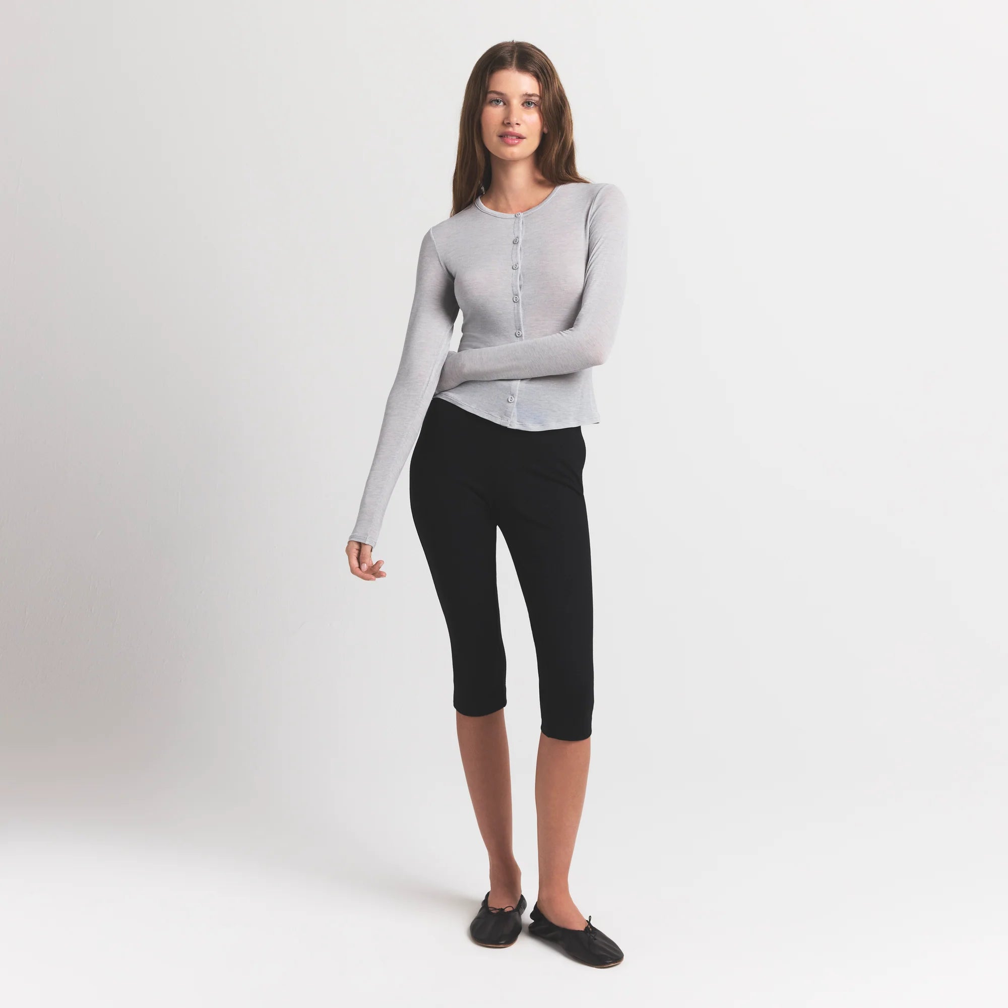 Sheer Modal Cardigan with Covered Buttons