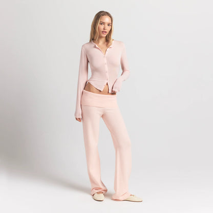 Sheer Modal Cardigan with Covered Buttons