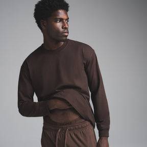 HEAVYWEIGHT COTTON MENS RELAXED LONG SLEEVE T-SHIRT | ESPRESSO