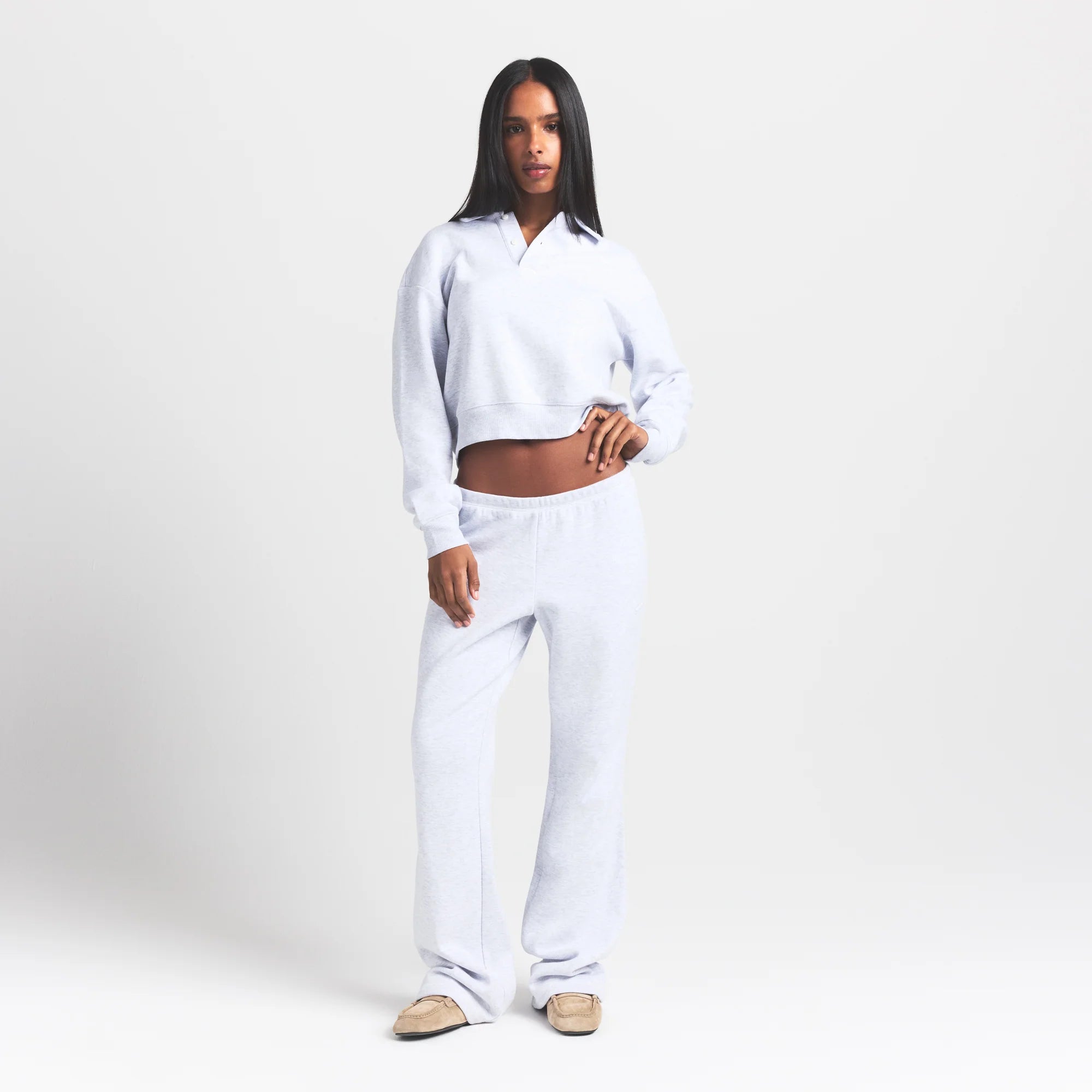 Cotton Fleece Polo Sweatshirt