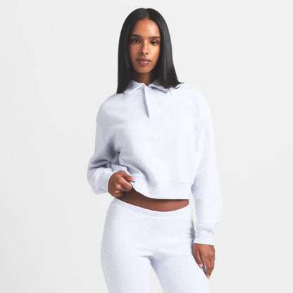 Cotton Fleece Polo Sweatshirt