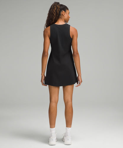 Grid-Texture Sleeveless Linerless Tennis Dress
