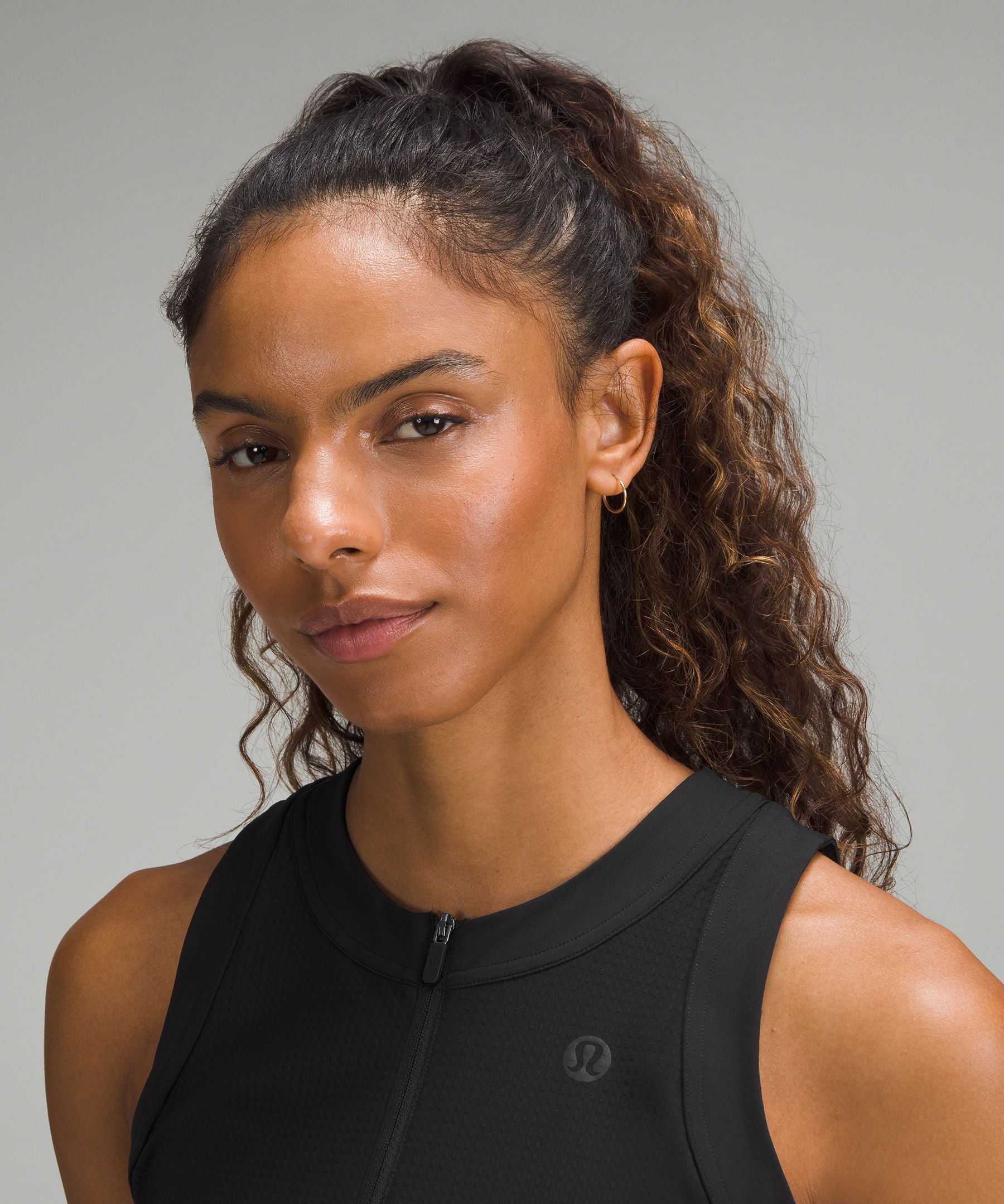 Grid-Texture Sleeveless Linerless Tennis Dress