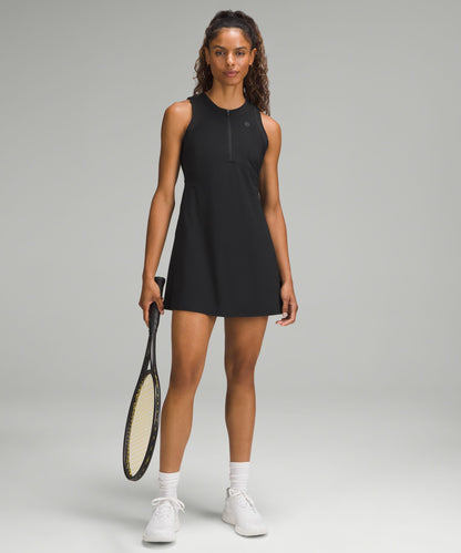 Grid-Texture Sleeveless Linerless Tennis Dress