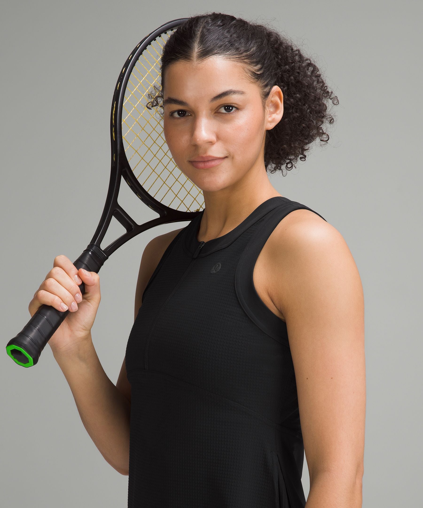 Grid-Texture Sleeveless Linerless Tennis Dress