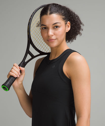 Grid-Texture Sleeveless Linerless Tennis Dress