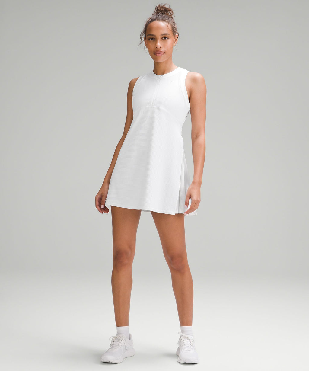 Grid-Texture Sleeveless Linerless Tennis Dress