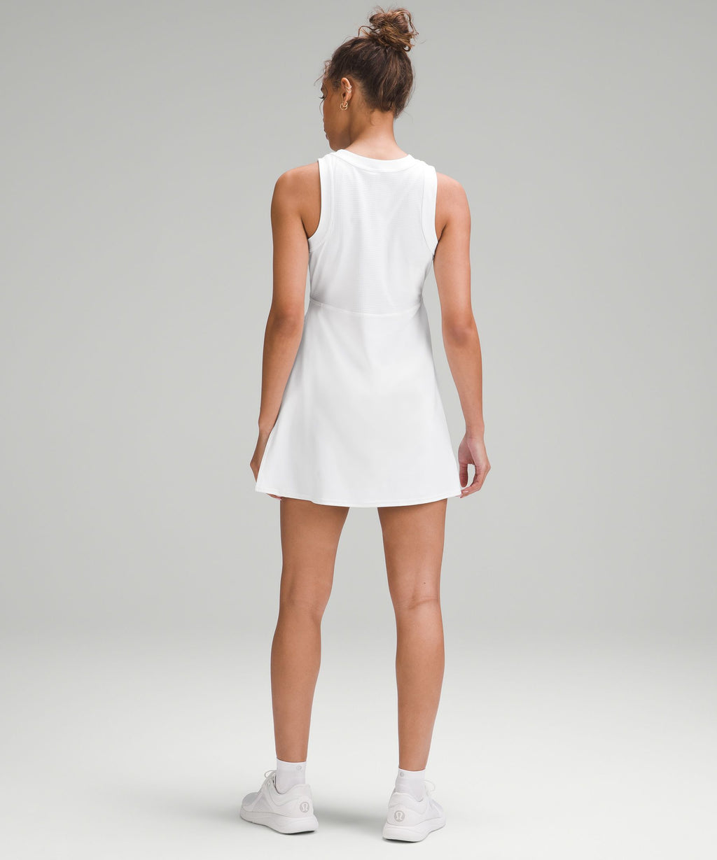Grid-Texture Sleeveless Linerless Tennis Dress