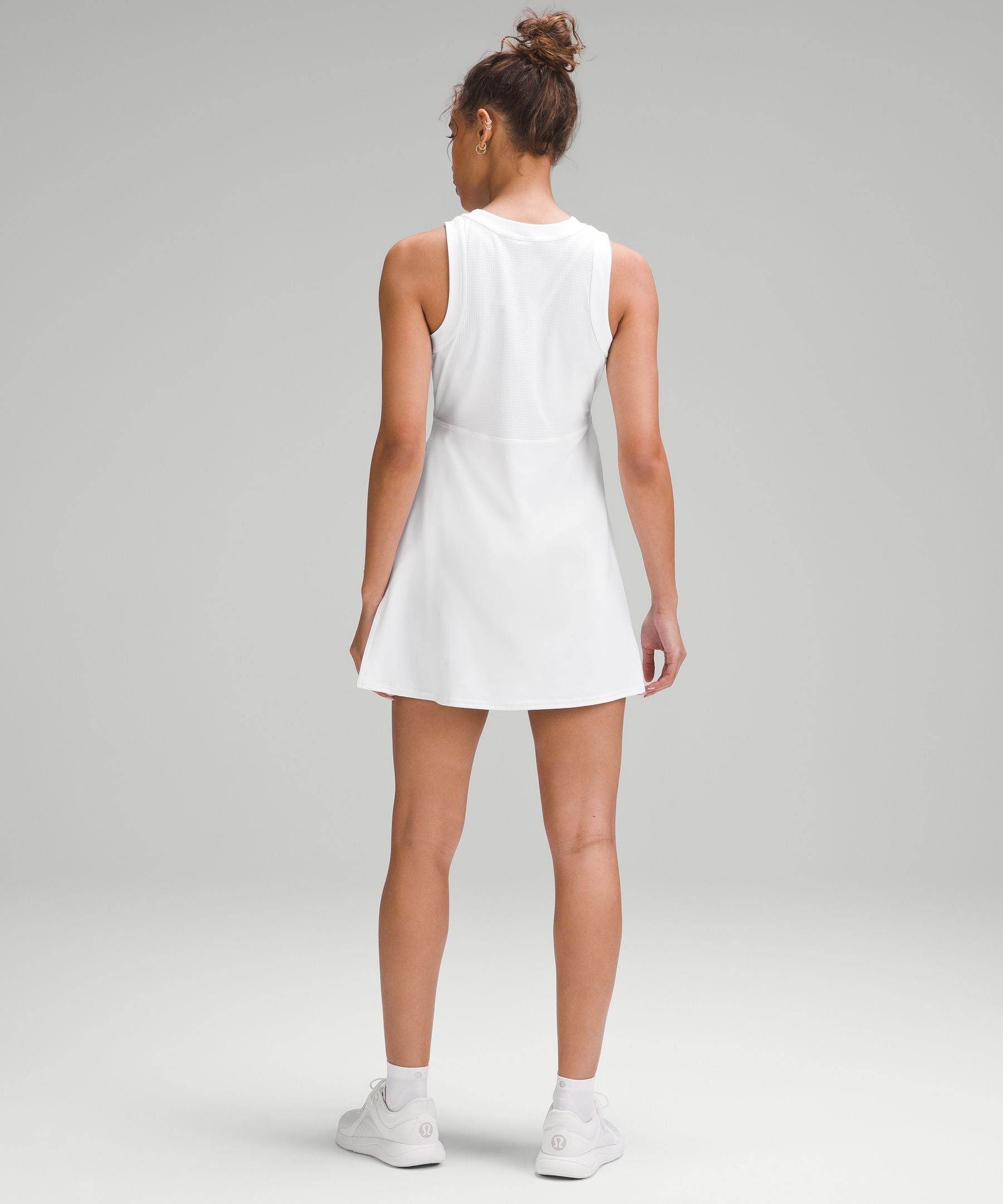 Grid-Texture Sleeveless Linerless Tennis Dress