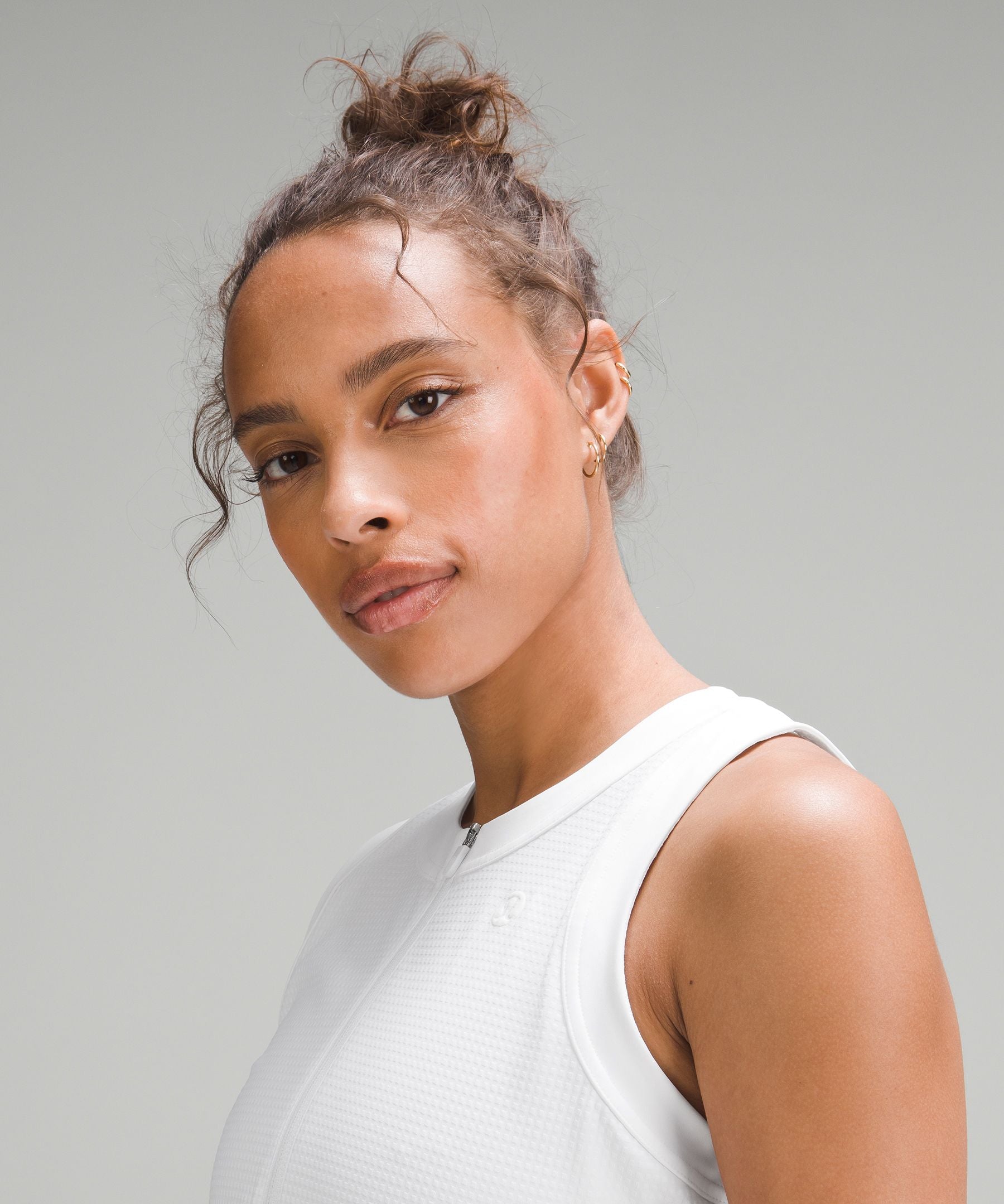 Grid-Texture Sleeveless Linerless Tennis Dress