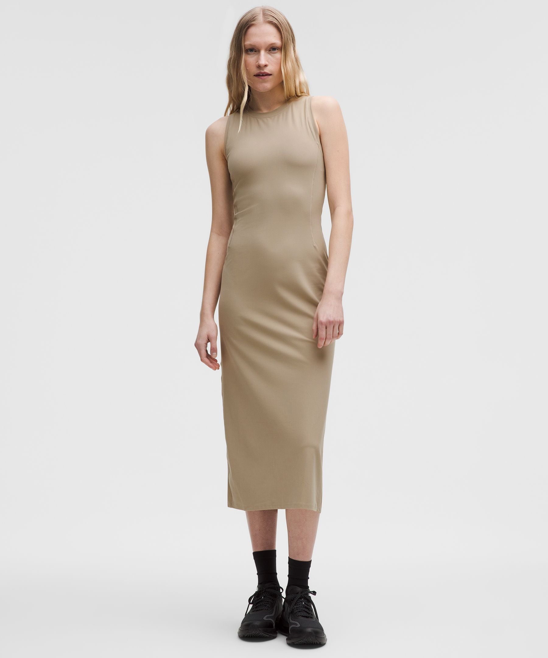 All Aligned Ribbed Midi Dress