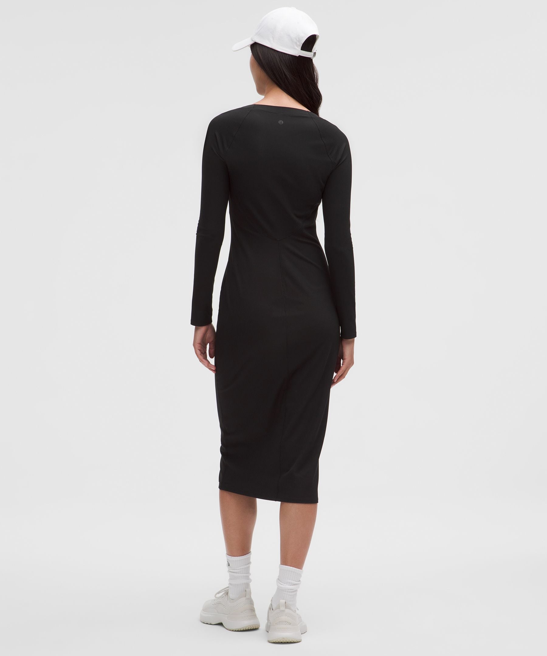 All Aligned Ribbed Long-Sleeve Midi Dress