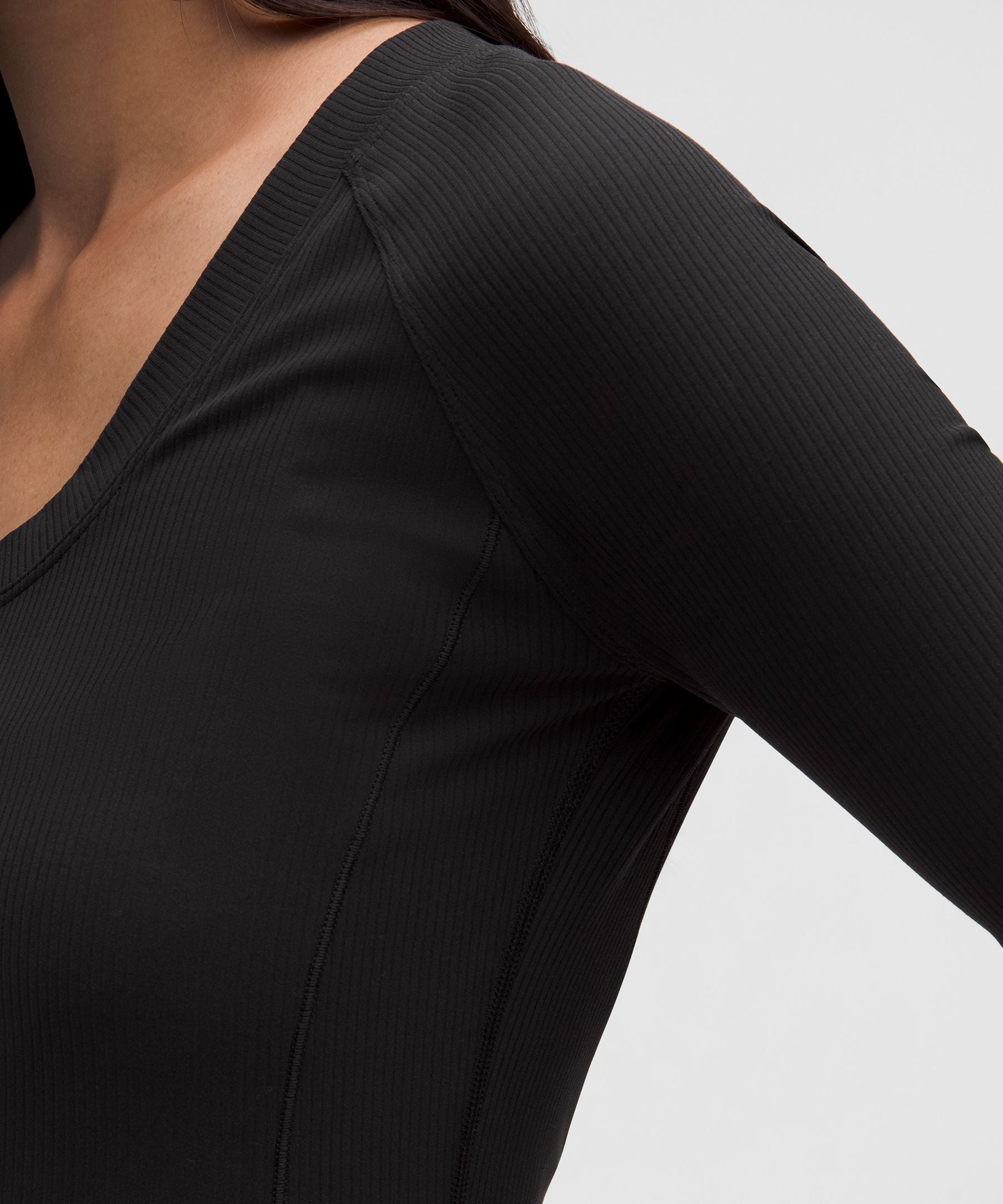 All Aligned Ribbed Long-Sleeve Midi Dress