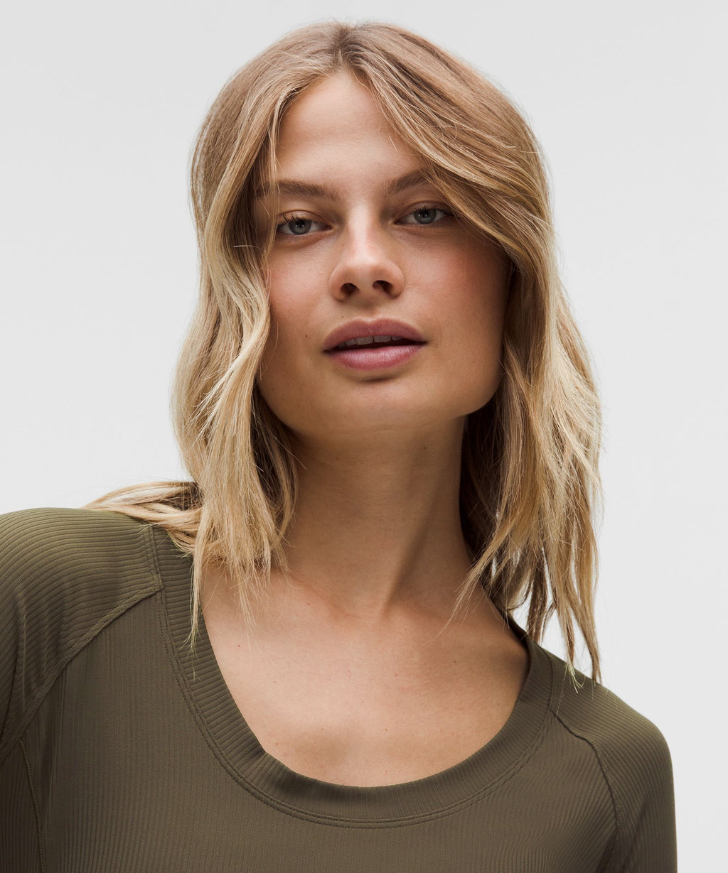 All Aligned Ribbed Long-Sleeve Midi Dress