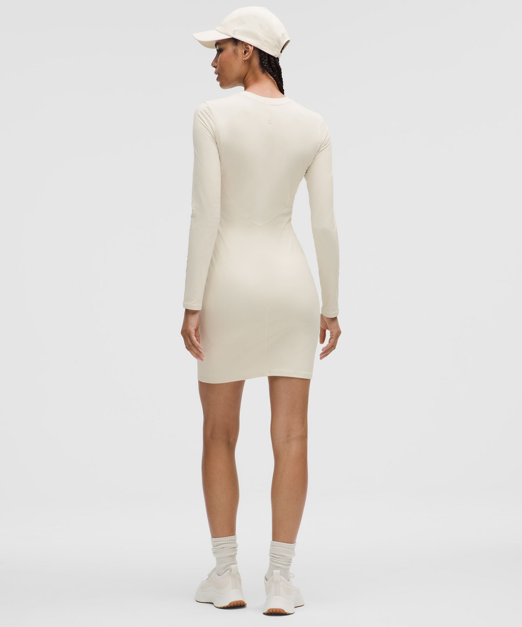 All Aligned Ribbed Long-Sleeve Henley Dress