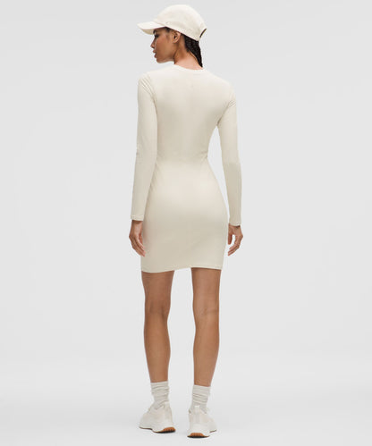All Aligned Ribbed Long-Sleeve Henley Dress