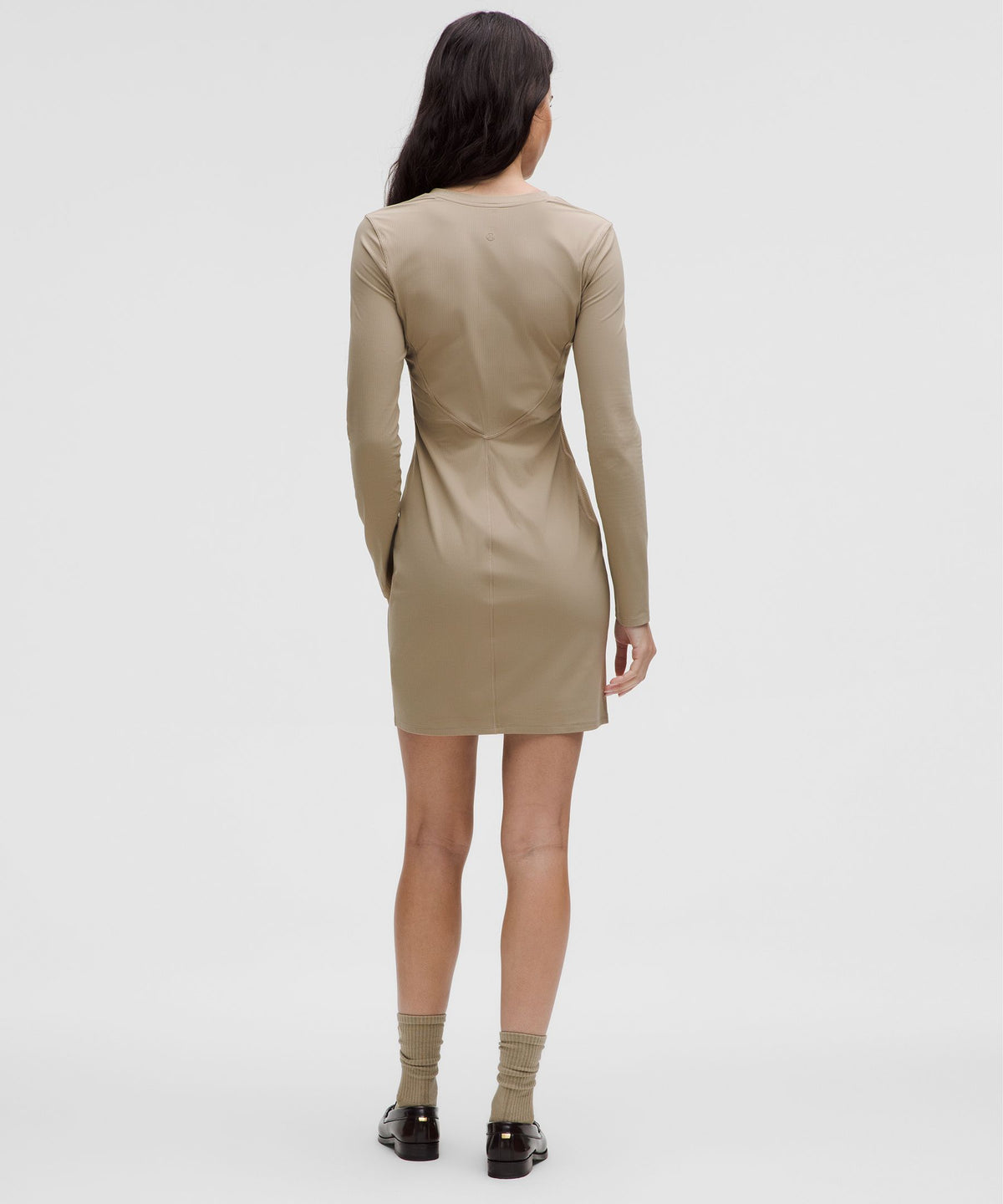 All Aligned Ribbed Long-Sleeve Henley Dress