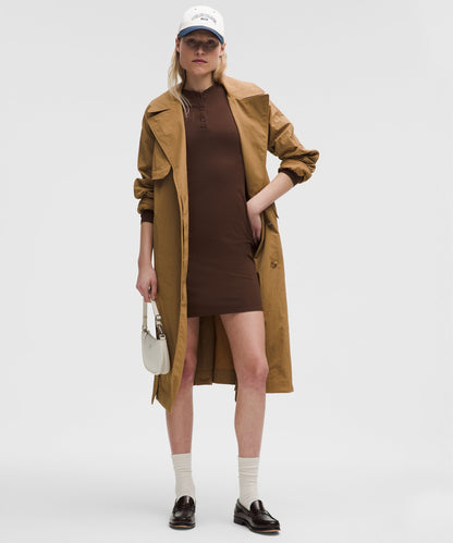 All Aligned Ribbed Long-Sleeve Henley Dress
