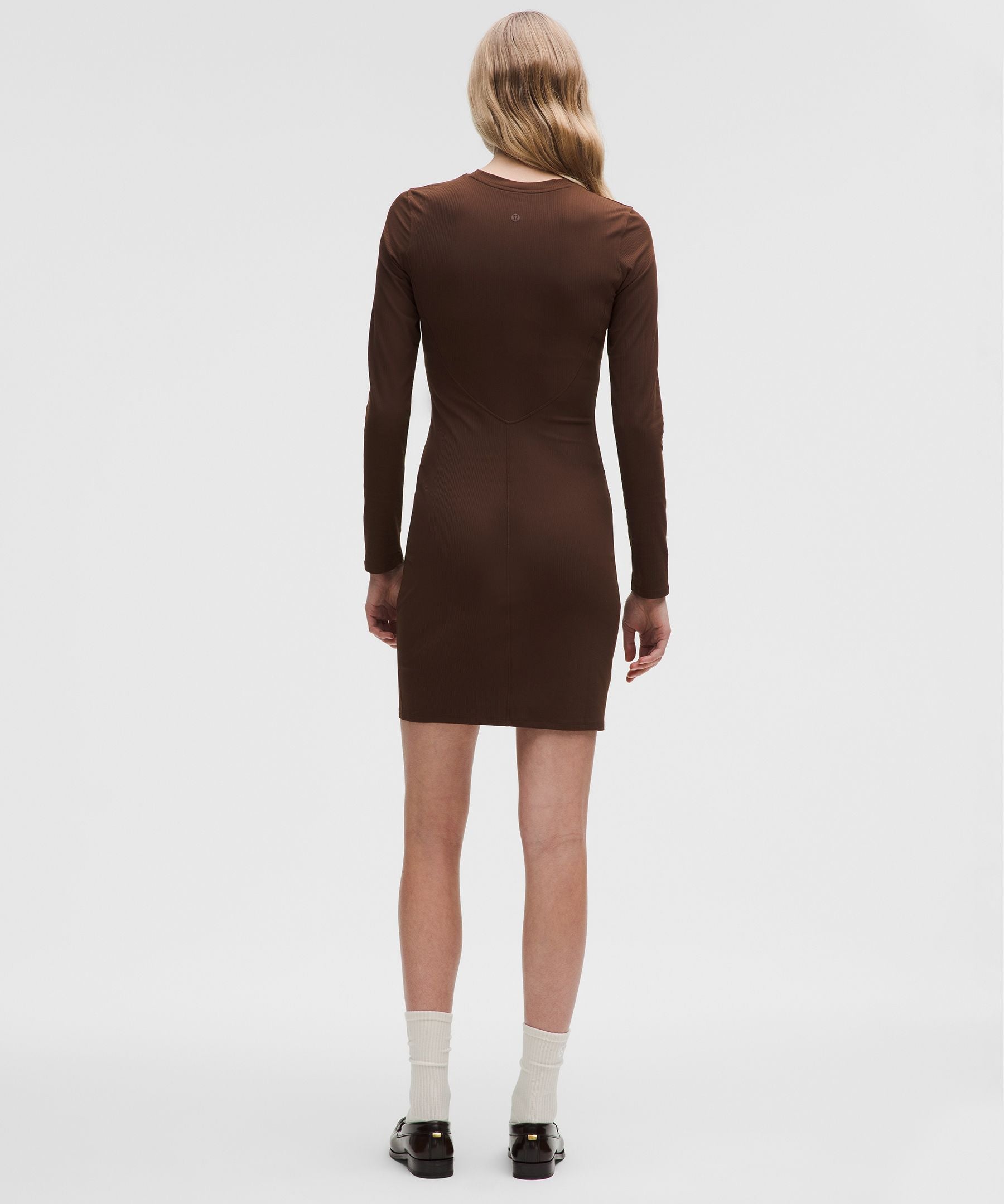 All Aligned Ribbed Long-Sleeve Henley Dress