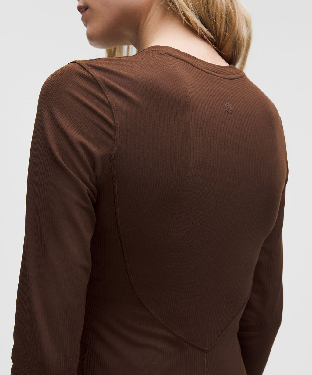 All Aligned Ribbed Long-Sleeve Henley Dress