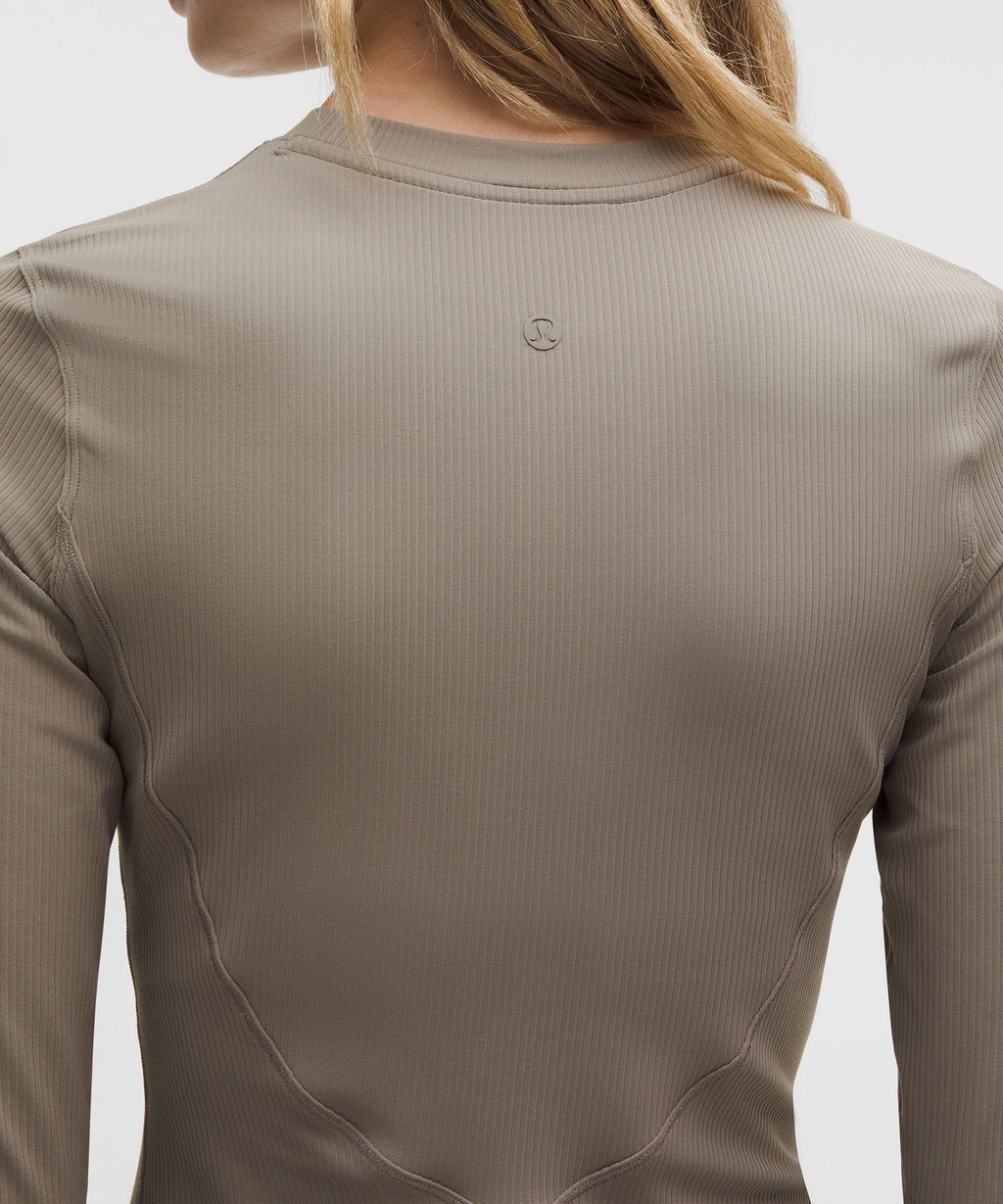 All Aligned Ribbed Long-Sleeve Henley Dress