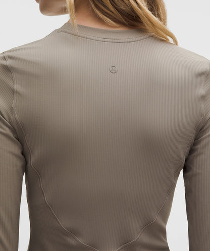 All Aligned Ribbed Long-Sleeve Henley Dress