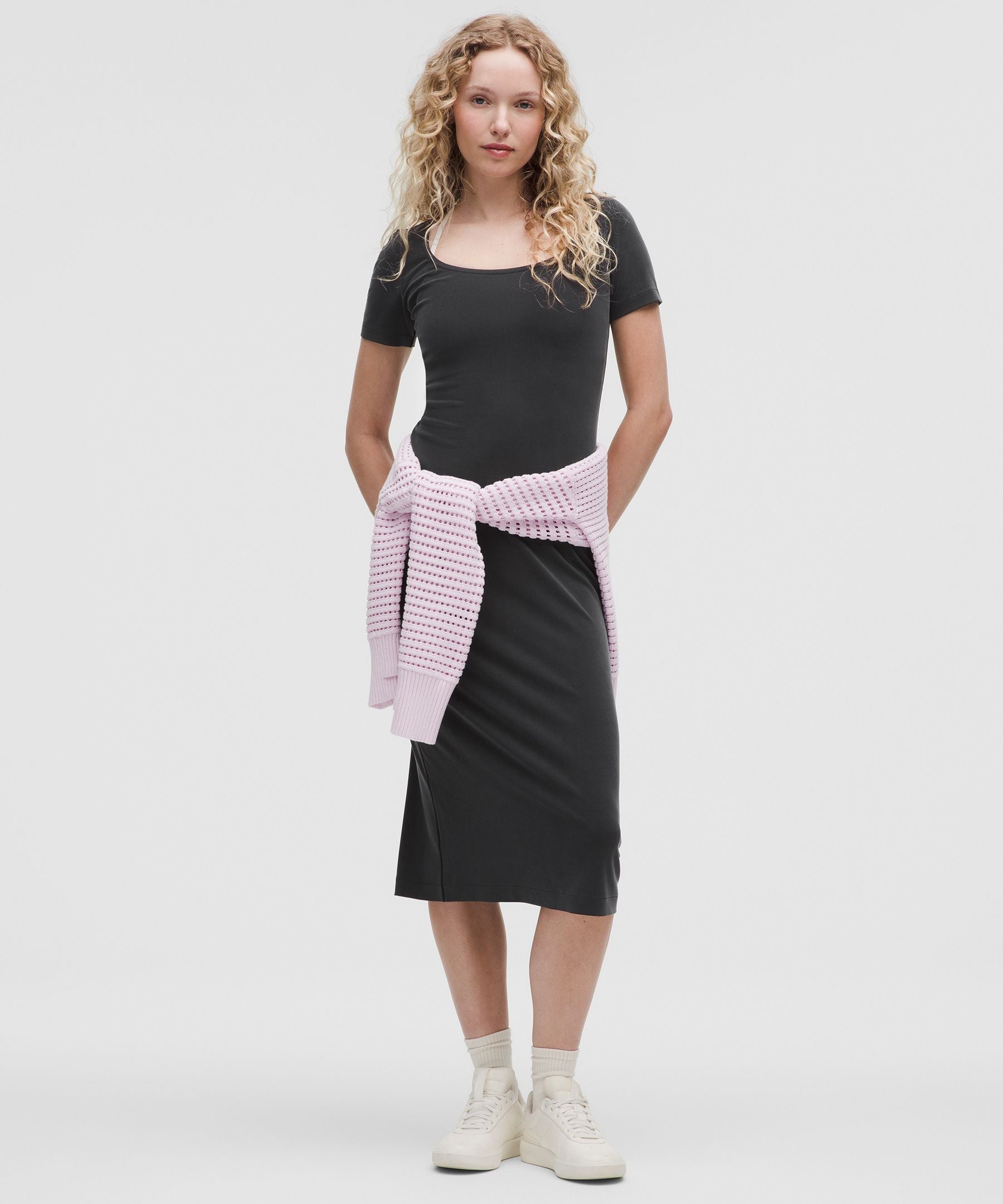 Drapey Softstreme Scoop-Neck Midi Dress